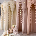 Kid Bed Canopy, Beige Tulle Curtains for Kids Bed Nursery Decor
