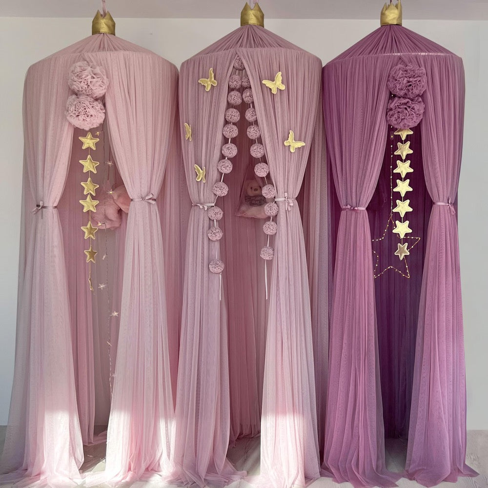 Purple Tulle Kids Bed Canopy Princess Tent Reading Nook