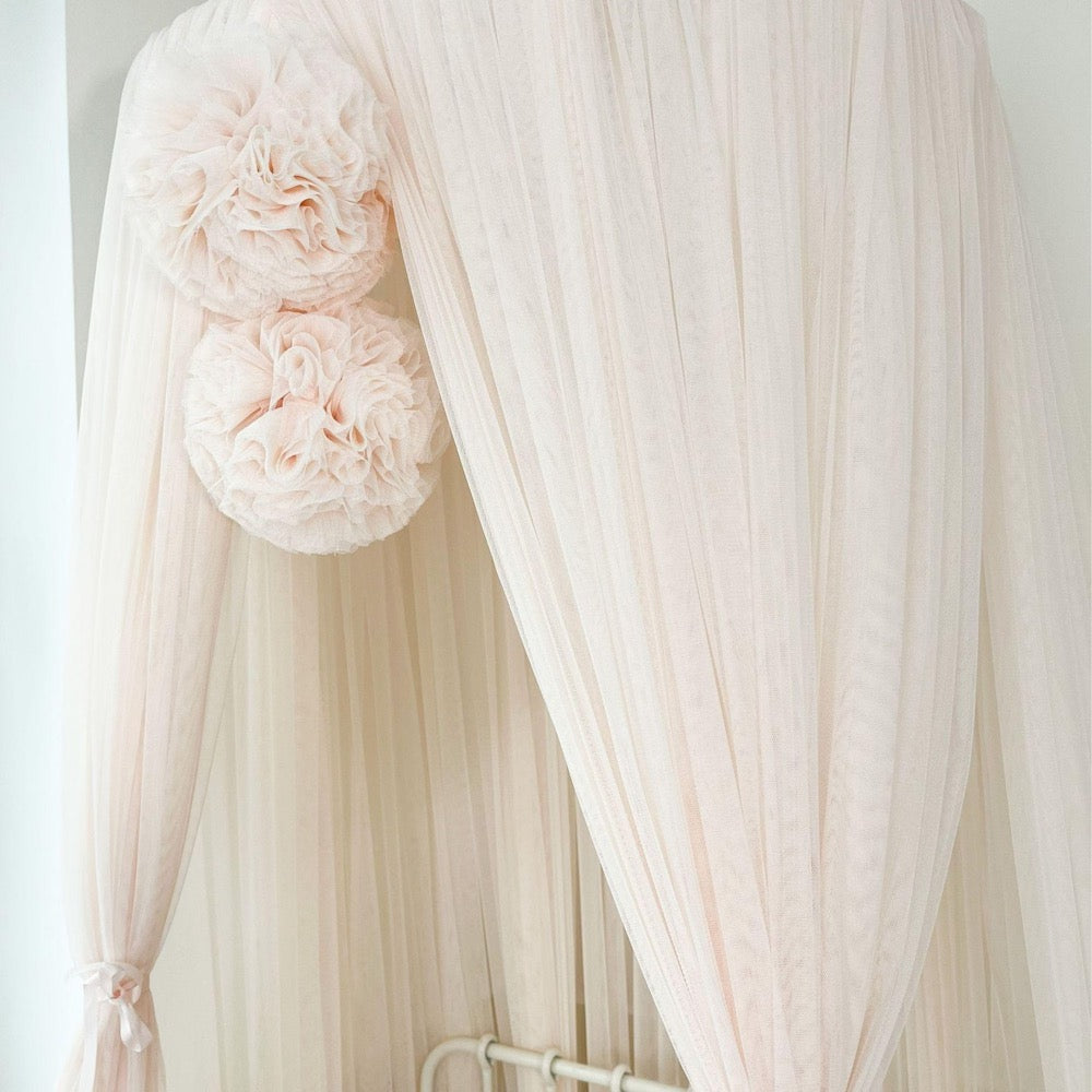 Soft Vanilla Bed Canopy Kids Bedding Hanging Canopy for Montessori Crib Nursery Drapes