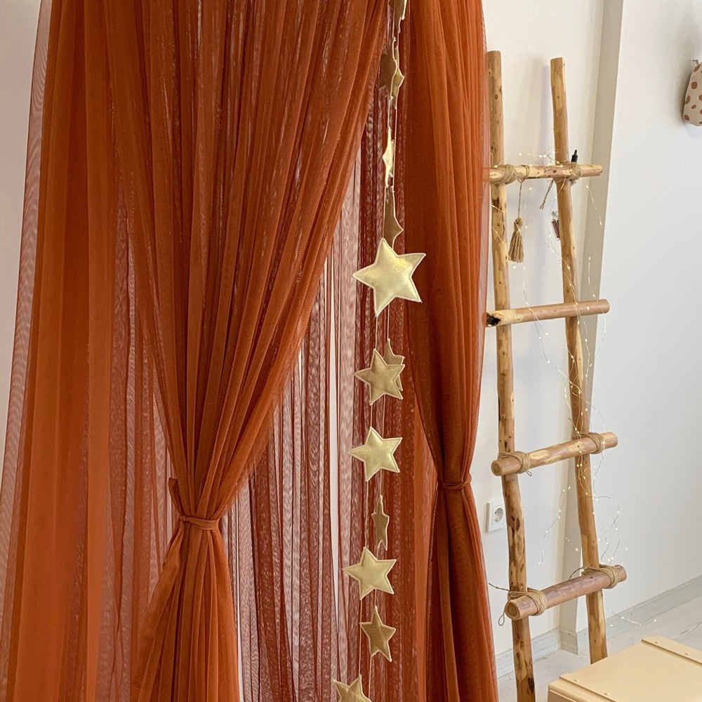 Cinnamon Tulle Crib Canopy, Boho Kids Room Decor