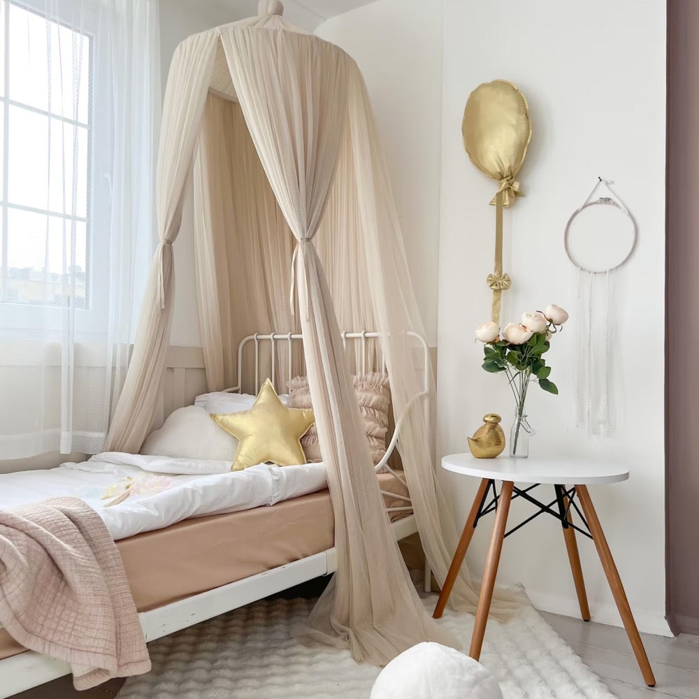 Beige Tulle Bed Canopy, Neutral Kids Canopy, Nursery Canopy, Princess Bed Curtains, Reading Nook Tent, Canopy for Girl Room Decor
