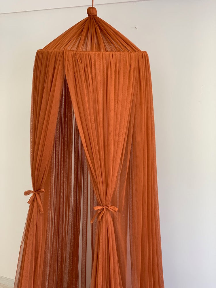 Cinnamon Tulle Crib Canopy, Boho Kids Room Decor