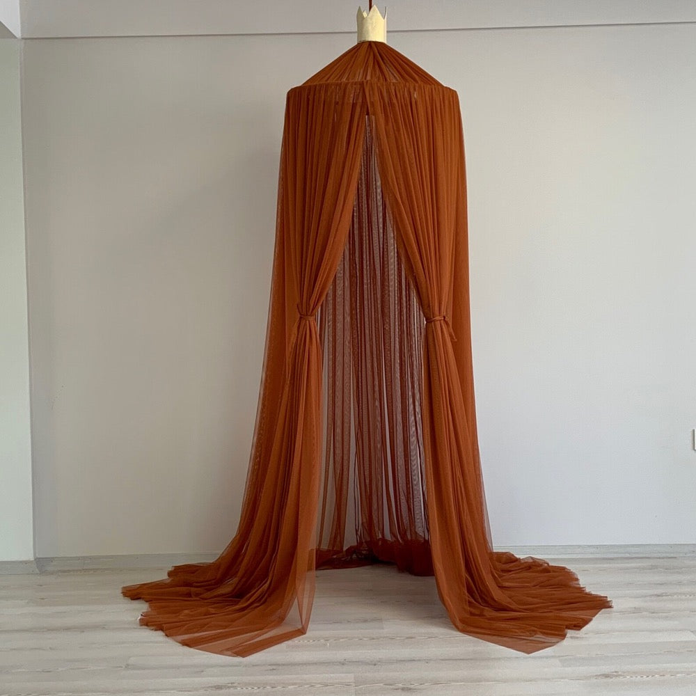 Cinnamon Tulle Crib Canopy, Boho Kids Room Decor