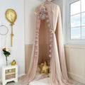 Pinkish Stone Bed Canopy Tulle Curtains for Kids Montessori House Bed Nursery Decor
