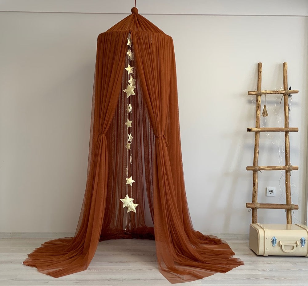 Cinnamon Tulle Crib Canopy, Boho Kids Room Decor